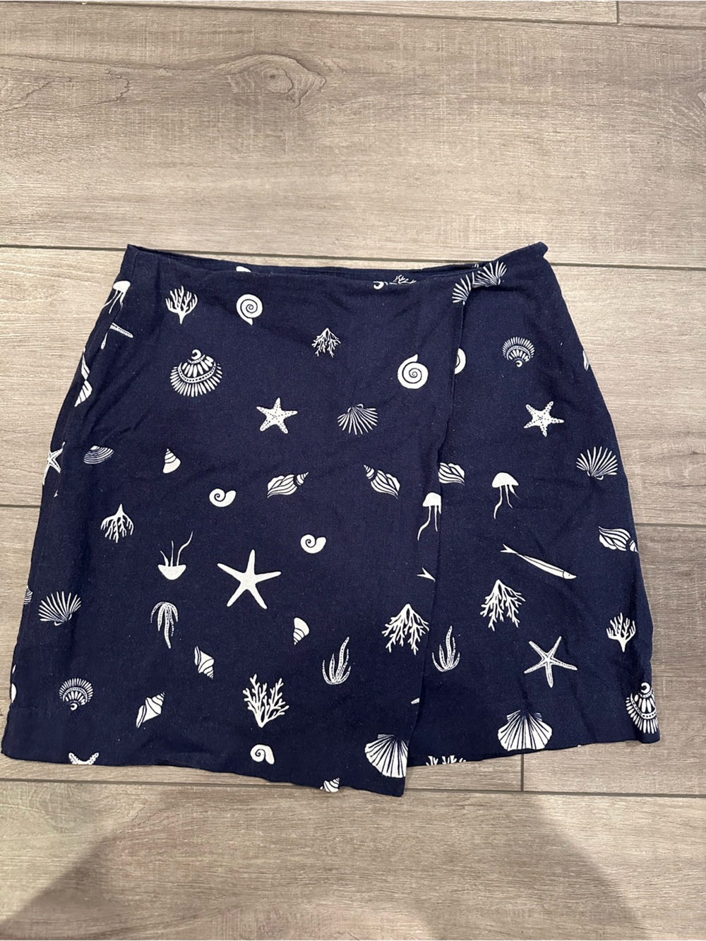 a new day Navy Blue Mini Skirt with White Sea Life Print